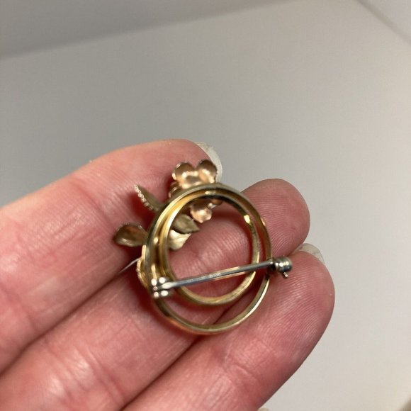 Vintage Gold Tone Rose Circular Womens Brooch - Picture 5 of 6